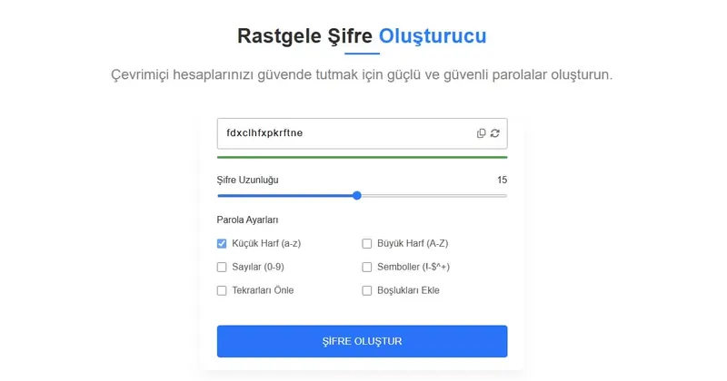 Rastgele şifre oluşturucu