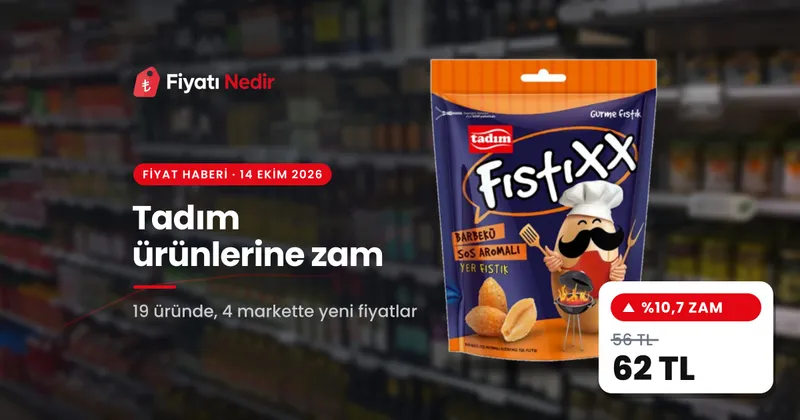 Tadım ürünlerine zam: Tadım Barbekü Sos Aromalı Yer Fıstığı 180 g 56 TL'den 62 TL'ye çıktı
