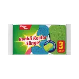 Clean&fun Renkli Konfor Bulaşık Süngeri 3 Adet