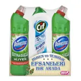 Domestos Çamaşır Suyu 2x750 Ml + Cif Krem 750 ml