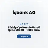 İşbank AG Türkiye'ye Havale Ücreti Şube 500,01 – 1.000 Euro