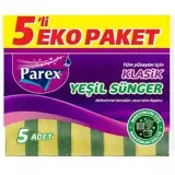 Parex Klasik Yeşil Düz Sünger 5 Adet