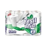 Yeşil Beyaz Eko Çift Katlı Tuvalet Kağıdı 24 Adet