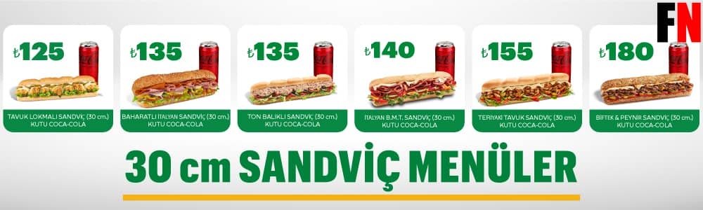 Subway 30 Cm Sandviç Menüleri