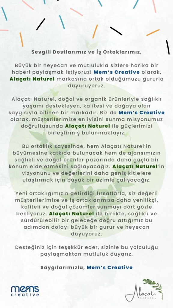 Memscreative ve Alaçatı Naturel Ortaklığı