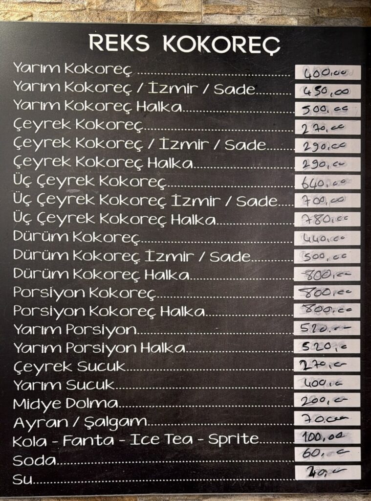 Reks Kokoreç Menü Fiyatları 2 reks kokoreç menü fiyat listesi